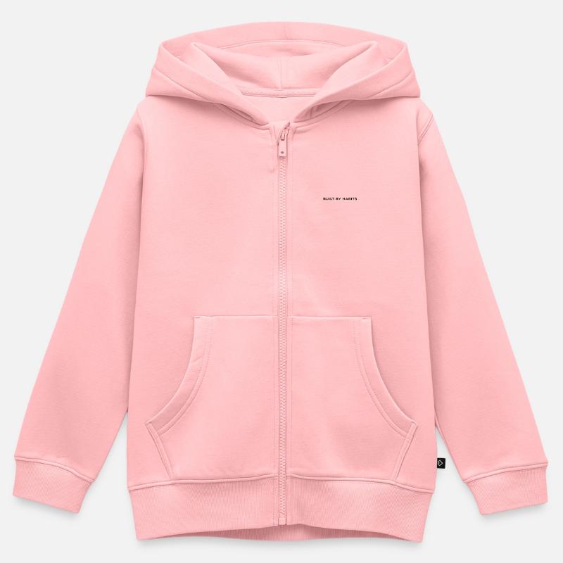 Construction par habitudes Typographie - Sweat Premium à capuche zippé enfant bio - rose