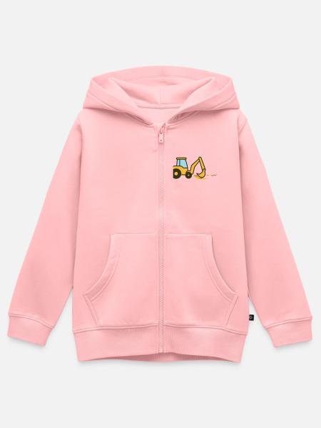 Cartoon-Bagger im Sand - Kinder Premium Organic Zip Hoodie - Rosa