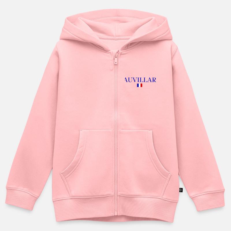AUVILLAR - Conception du drapeau français. - Sweat Premium à capuche zippé enfant bio - rose