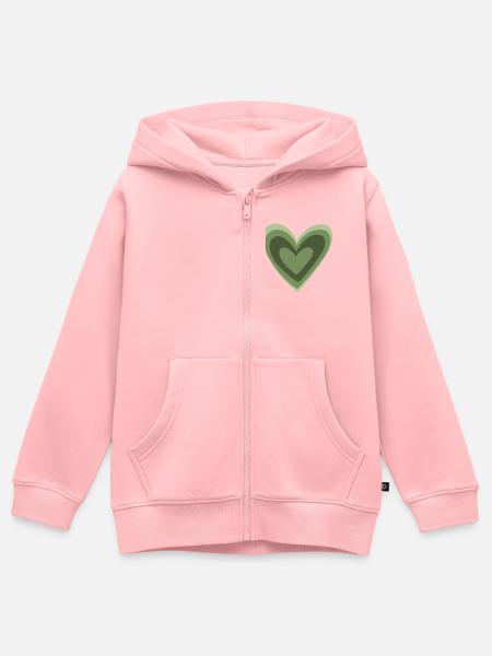 Green Heart - Kinder Premium Organic Zip Hoodie - Rosa