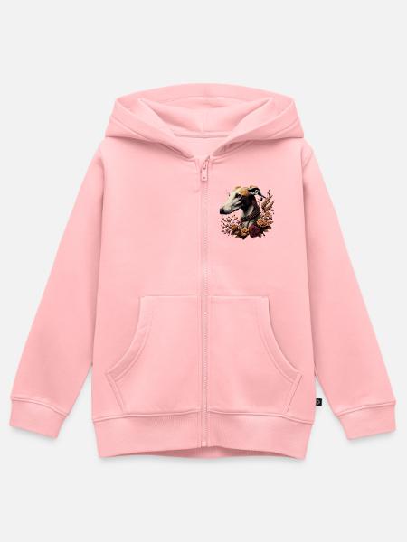 Greyhoundkopf Herbstrosenkranz - Kinder Premium Organic Zip Hoodie - Rosa