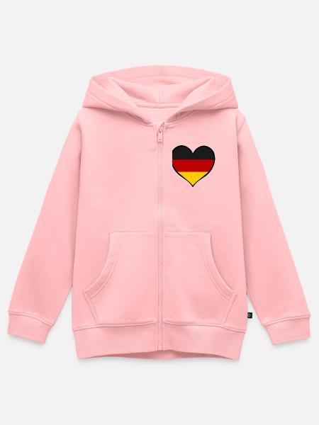 Deutschland Herz Flagge - Kinder Premium Organic Zip Hoodie - Rosa