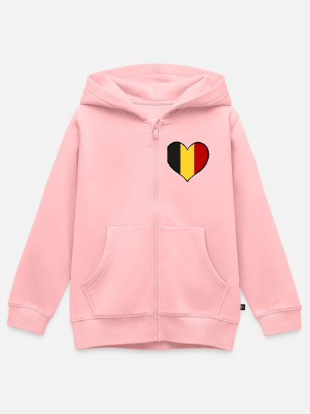 Belgien Herzflagge - Kinder Premium Organic Zip Hoodie - Rosa