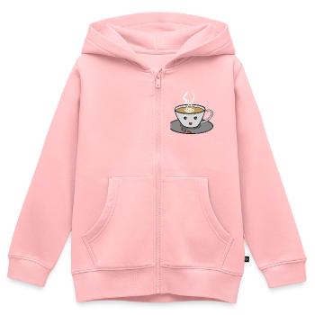 tasse à café - Sweat Premium à capuche zippé enfant bio - rose - Devant - AI Model Kid Female (0cm)