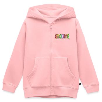 SCHRIFTZUG DEMOKRATIE - Kinder Premium Organic Zip Hoodie - Rosa - Vorne - AI Model Kid Female (0cm)