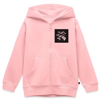 Lignes Néon et Billets de Banque - Sweat Premium à capuche zippé enfant bio - rose - Devant - AI Model Kid Female (0cm)