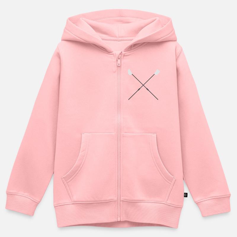 Lames de gouvernail croisées - Rowerskulls - Sweat Premium à capuche zippé enfant bio - rose