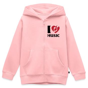 I love music - Kinder Premium Organic Zip Hoodie - Rosa - Vorne - AI Model Kid Female (0cm)
