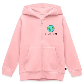 Du bist meine Welt. - Kinder Premium Organic Zip Hoodie - Rosa - Vorne - AI Model Kid Female (0cm)