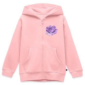 Lila Pfingstrose Linienkunst - Kinder Premium Organic Zip Hoodie - Rosa - Vorne - AI Model Kid Female (0cm)
