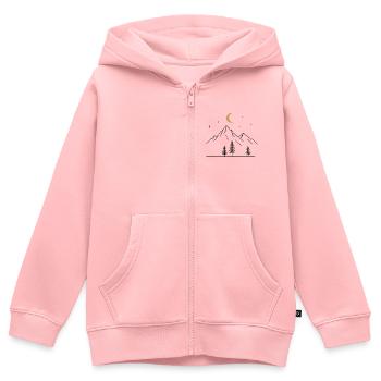Montagnes Lune - Sweat Premium à capuche zippé enfant bio - rose - Devant - AI Model Kid Female (0cm)
