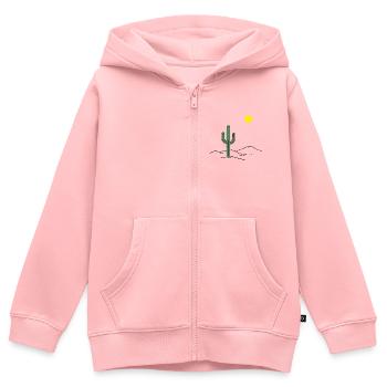 Cactus du désert au soleil - Sweat Premium à capuche zippé enfant bio - rose - Devant - AI Model Kid Female (0cm)