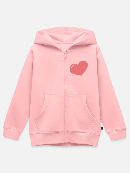 Minimalistisches Pastellherz - Kinder Premium Organic Zip Hoodie - Rosa