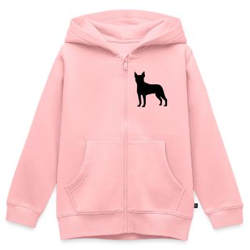 Boston Terrier - Sweat Premium à capuche zippé enfant bio - rose - Devant - AI Model Kid Female (0cm)