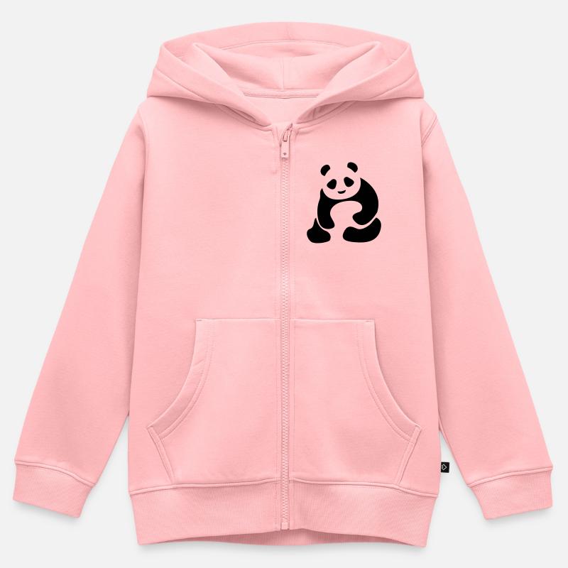 Panda Ours Panda Bébé - Sweat Premium à capuche zippé enfant bio - rose