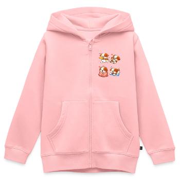 Chiots Cartoon Adorables et Tendres - Sweat Premium à capuche zippé enfant bio - rose - Devant - AI Model Kid Female (0cm)