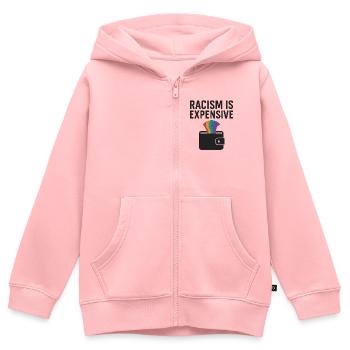 Le racisme coûte cher – Rainbow Wallet - Sweat Premium à capuche zippé enfant bio - rose - Devant - AI Model Kid Female (0cm)