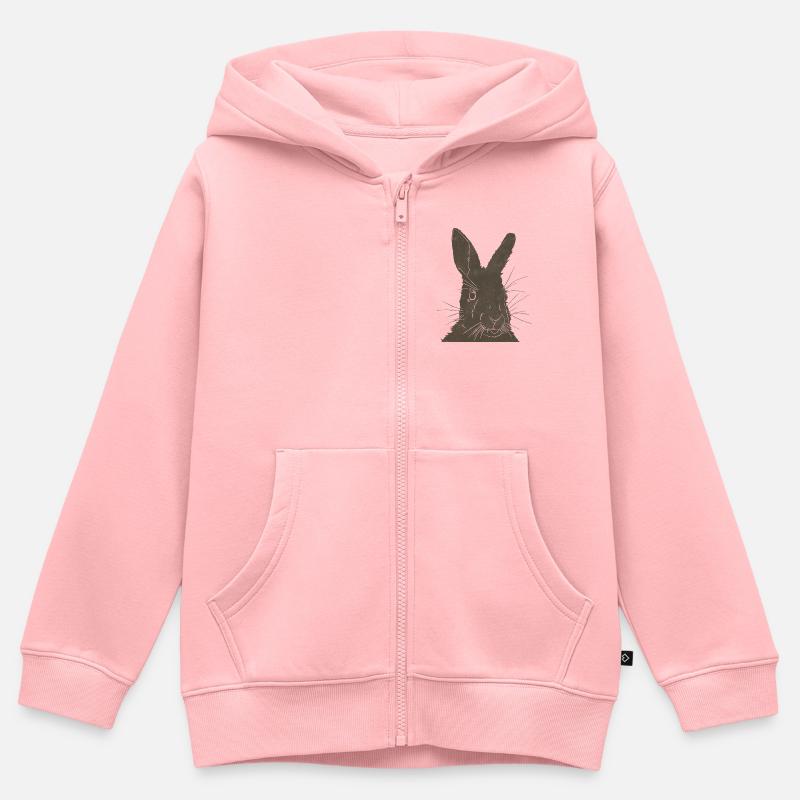 Silhouette de lapin Couleurs de la Terre - Sweat Premium à capuche zippé enfant bio - rose