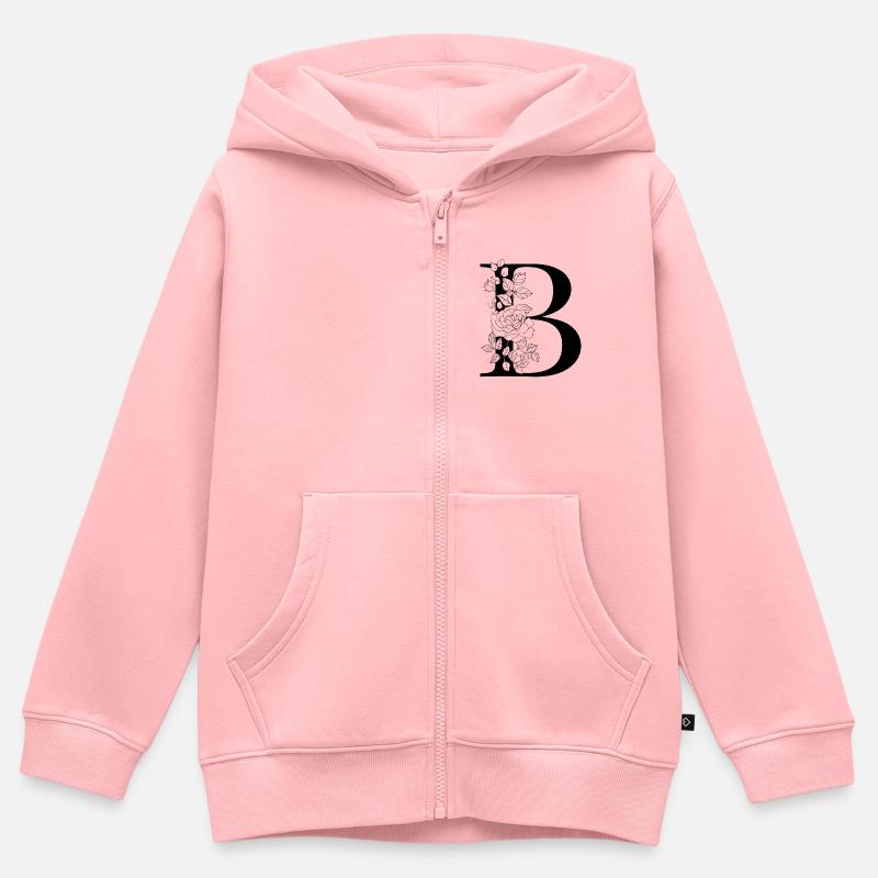 alphabet B - Sweat Premium à capuche zippé enfant bio - rose