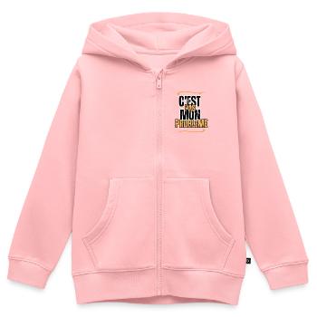 c'est pas mon problème - Sweat Premium à capuche zippé enfant bio - rose - Devant - AI Model Kid Female (0cm)