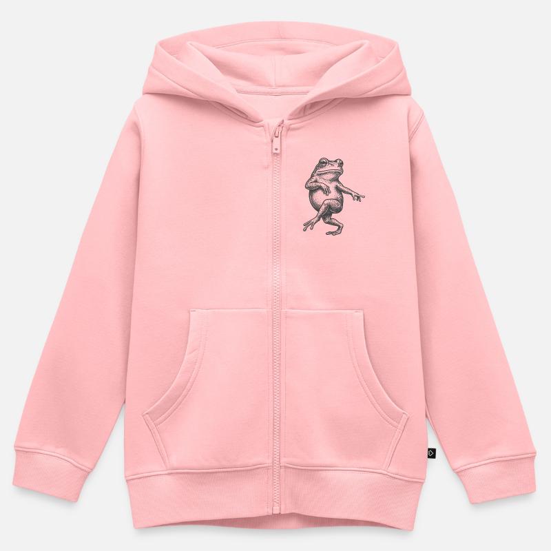 Grenouille Folle - Sweat Premium à capuche zippé enfant bio - rose