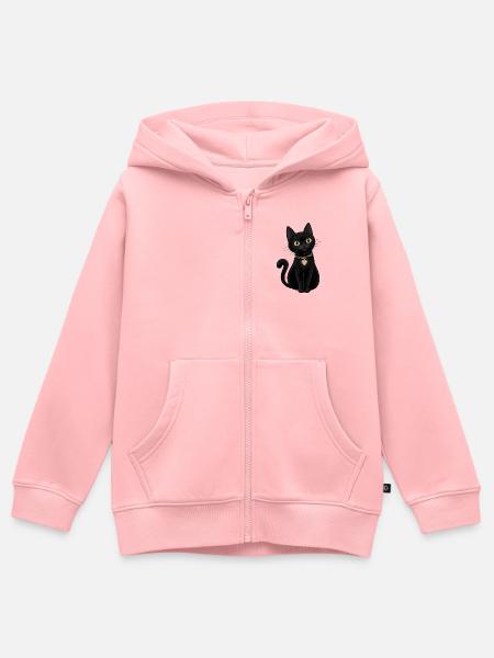Elegante Schwarze Katze - Kinder Premium Organic Zip Hoodie - Rosa