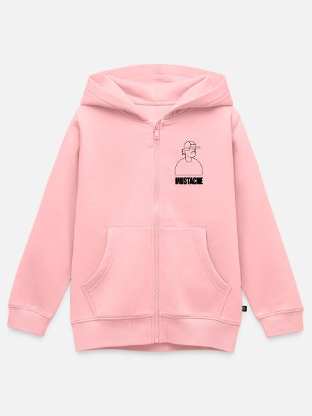 MUSTACHE_Transparent - Kinder Premium Organic Zip Hoodie - Rosa