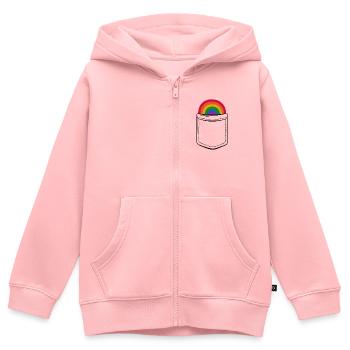 Pride Regenbogen in der Tasche - Brusttasche - Kinder Premium Organic Zip Hoodie - Rosa - Vorne - AI Model Kid Female (0cm)
