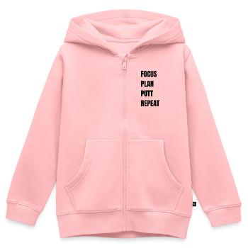 Golf Focus Plan Putt Repeat - Kinder Premium Organic Zip Hoodie - Rosa - Vorne - AI Model Kid Female (0cm)