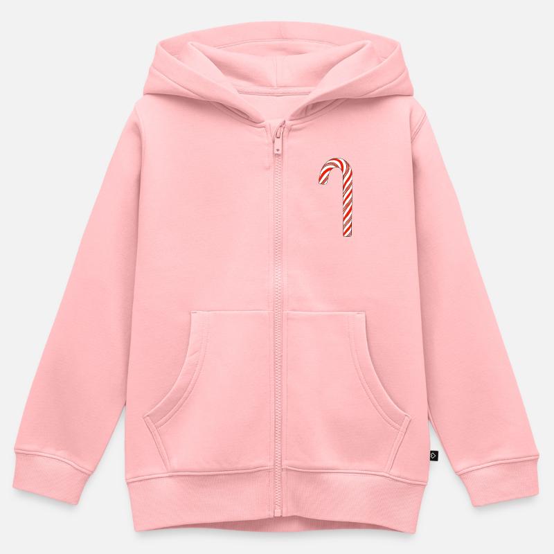Canne de bonbon rouge blanc - Sweat Premium à capuche zippé enfant bio - rose