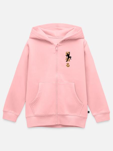 Ganbaru klettert Silhouette - Kinder Premium Organic Zip Hoodie - Rosa