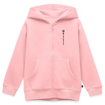 Menuisier icône traditionnelle de l’écriture verticale - Sweat Premium à capuche zippé enfant bio - rose - Devant - AI Model Kid Female (0cm)