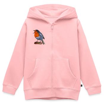 Illustration du merle sur textile - Sweat Premium à capuche zippé enfant bio - rose - Devant - AI Model Kid Female (0cm)