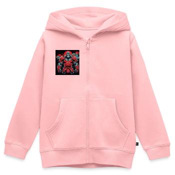 Primal Ronin – Le gorille samouraï - Sweat Premium à capuche zippé enfant bio - rose - Devant - AI Model Kid Female (0cm)