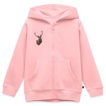 Hirsch - Kinder Premium Organic Zip Hoodie - Rosa - Vorne - AI Model Kid Female (0cm)