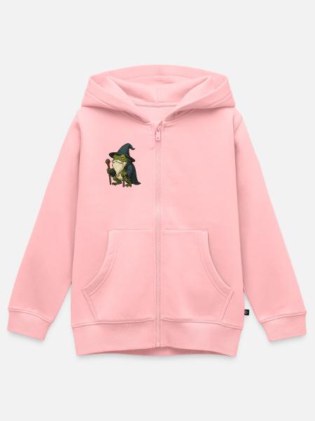 Weiser bärtiger Frosch mit Zauberhut - Kinder Premium Organic Zip Hoodie - Rosa