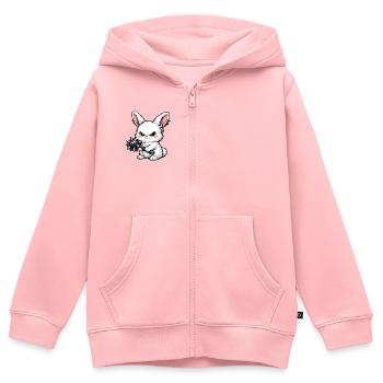 Kuschelhase mit Stachelhammer - Kinder Premium Organic Zip Hoodie - Rosa - Vorne - AI Model Kid Female (0cm)