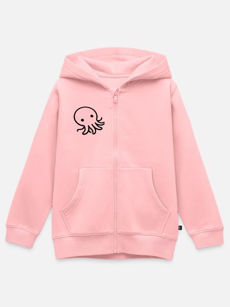 Liegender Oktopus One Line Meeresmotiv - Kinder Premium Organic Zip Hoodie - Rosa