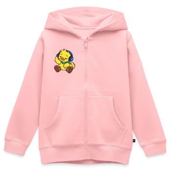 Happy Duck mit Kopfhörern - Kinder Premium Organic Zip Hoodie - Rosa - Vorne - AI Model Kid Female (0cm)
