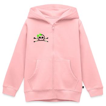 Cute Skull -Vert - Sweat Premium à capuche zippé enfant bio - rose - Devant - AI Model Kid Female (0cm)