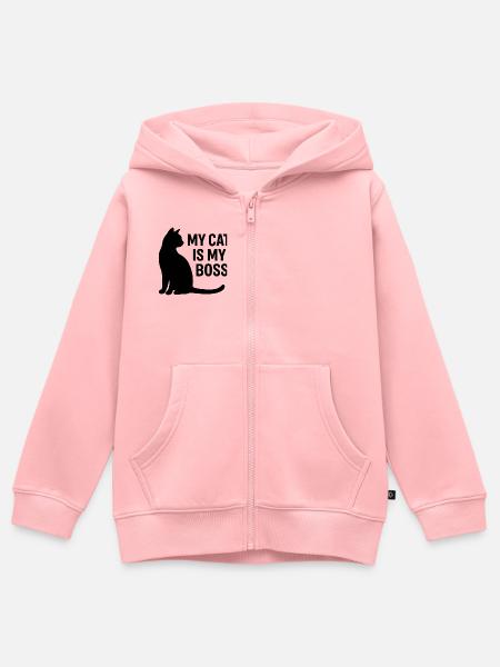 Katze ist Chef - Kinder Premium Organic Zip Hoodie - Rosa