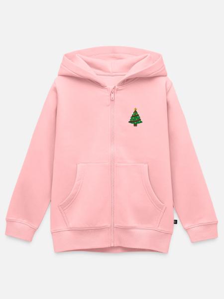 Weihnachtsbaum bestickt - Kinder Premium Organic Zip Hoodie - Rosa