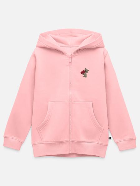 Teddybear mit Herz bestickt - Kinder Premium Organic Zip Hoodie - Rosa
