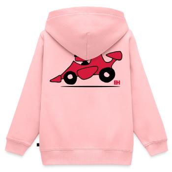 Rennwagen - Kinder Premium Organic Zip Hoodie - Rosa - Hinten - AI Model Kid Female (0cm)