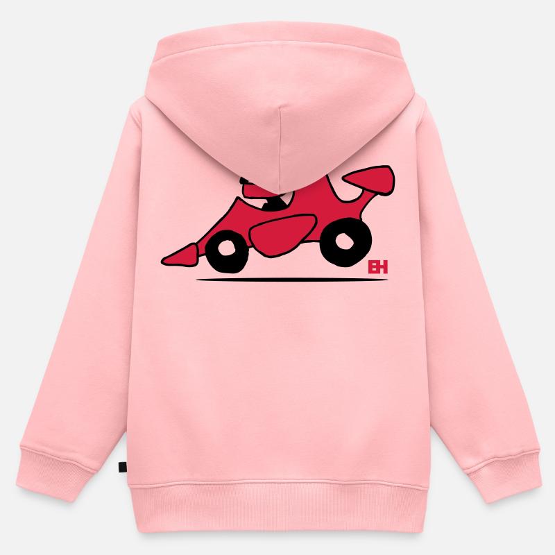 voiture de course - Sweat Premium à capuche zippé enfant bio - rose