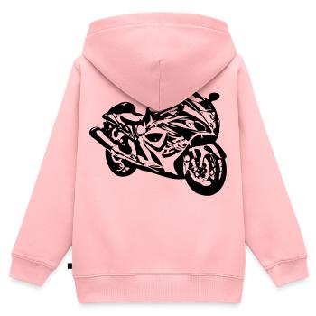 Motorrad , Hayabusa , Rennmaschine ,Kult (25) - Kinder Premium Organic Zip Hoodie - Rosa - Hinten - AI Model Kid Female (0cm)