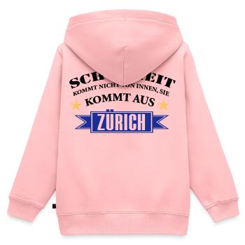 Beauté de Zurich - Sweat Premium à capuche zippé enfant bio - rose - Dos - AI Model Kid Female (0cm)
