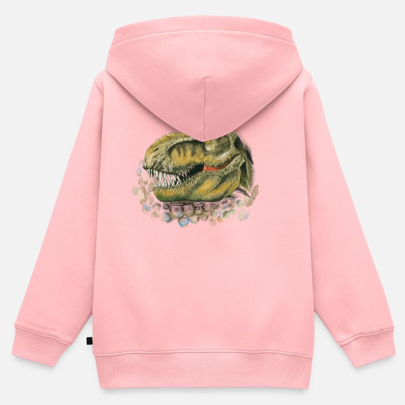 Dinosaur - Sweat Premium à capuche zippé enfant bio - rose