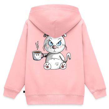 Grummelige Morgenmuffel Katze - Kaffee - Katzen - Kinder Premium Organic Zip Hoodie - Rosa - Hinten - AI Model Kid Female (0cm)
