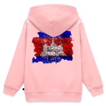 Kambodscha Vintage Flagge - Kinder Premium Organic Zip Hoodie - Rosa - Hinten - AI Model Kid Female (0cm)
